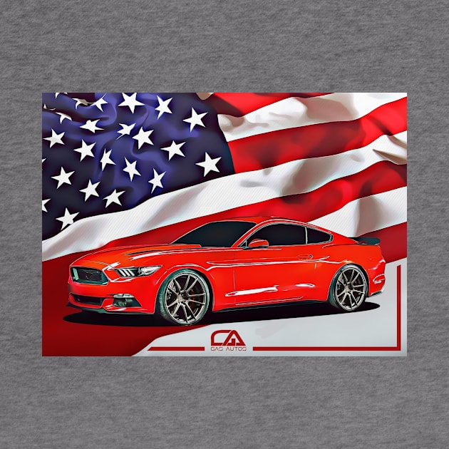 Ford Mustang and The American Flag by GasAut0s